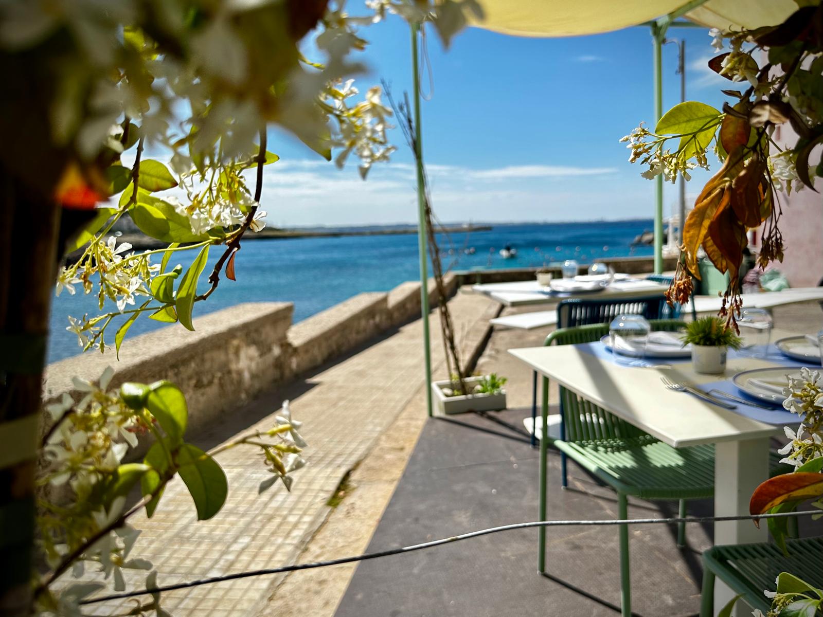 Seaside dining overlooking the coast of Puglia